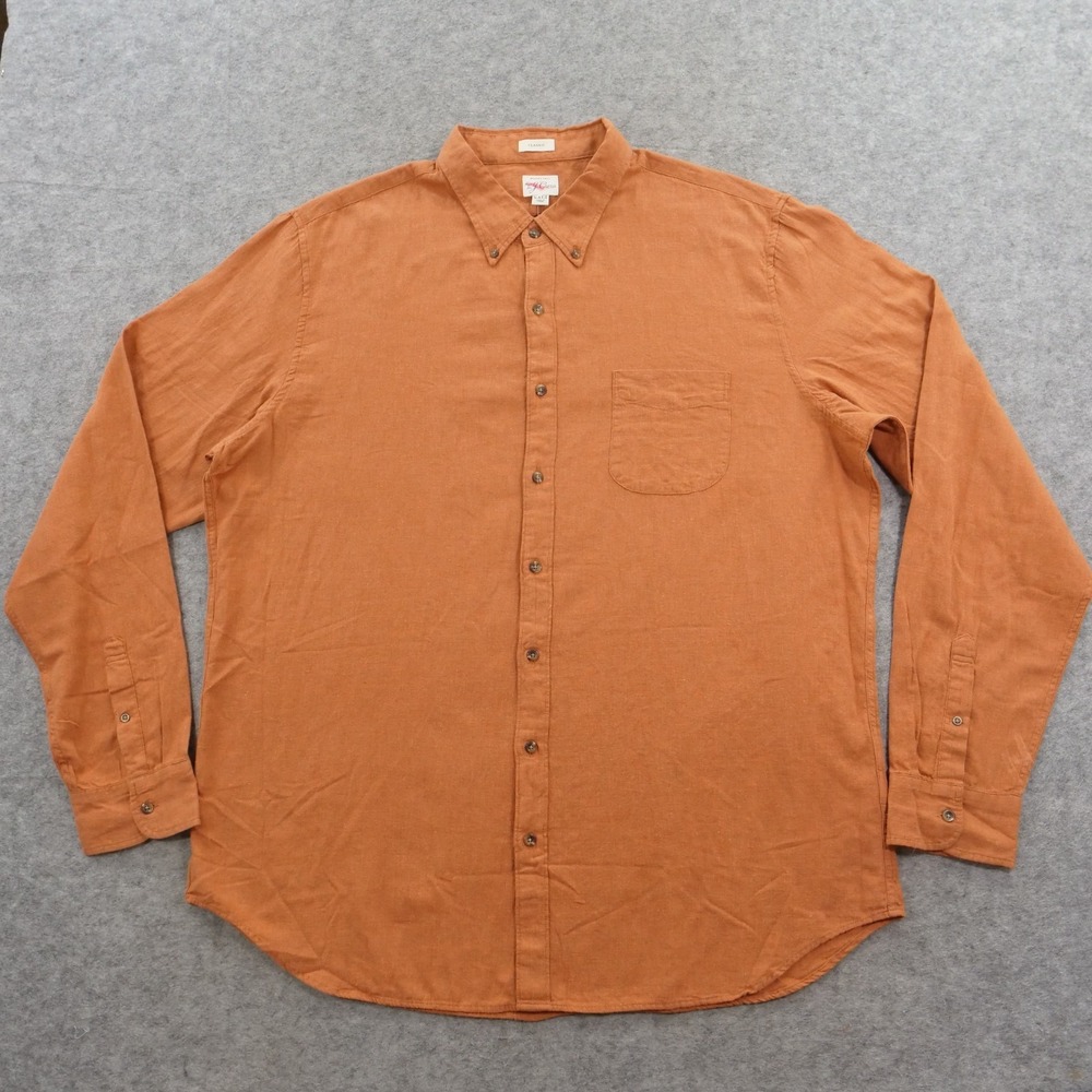 J Crew Shirt Mens XXL 2XL  Orange Button Down Long Sleeve Classic Twill New